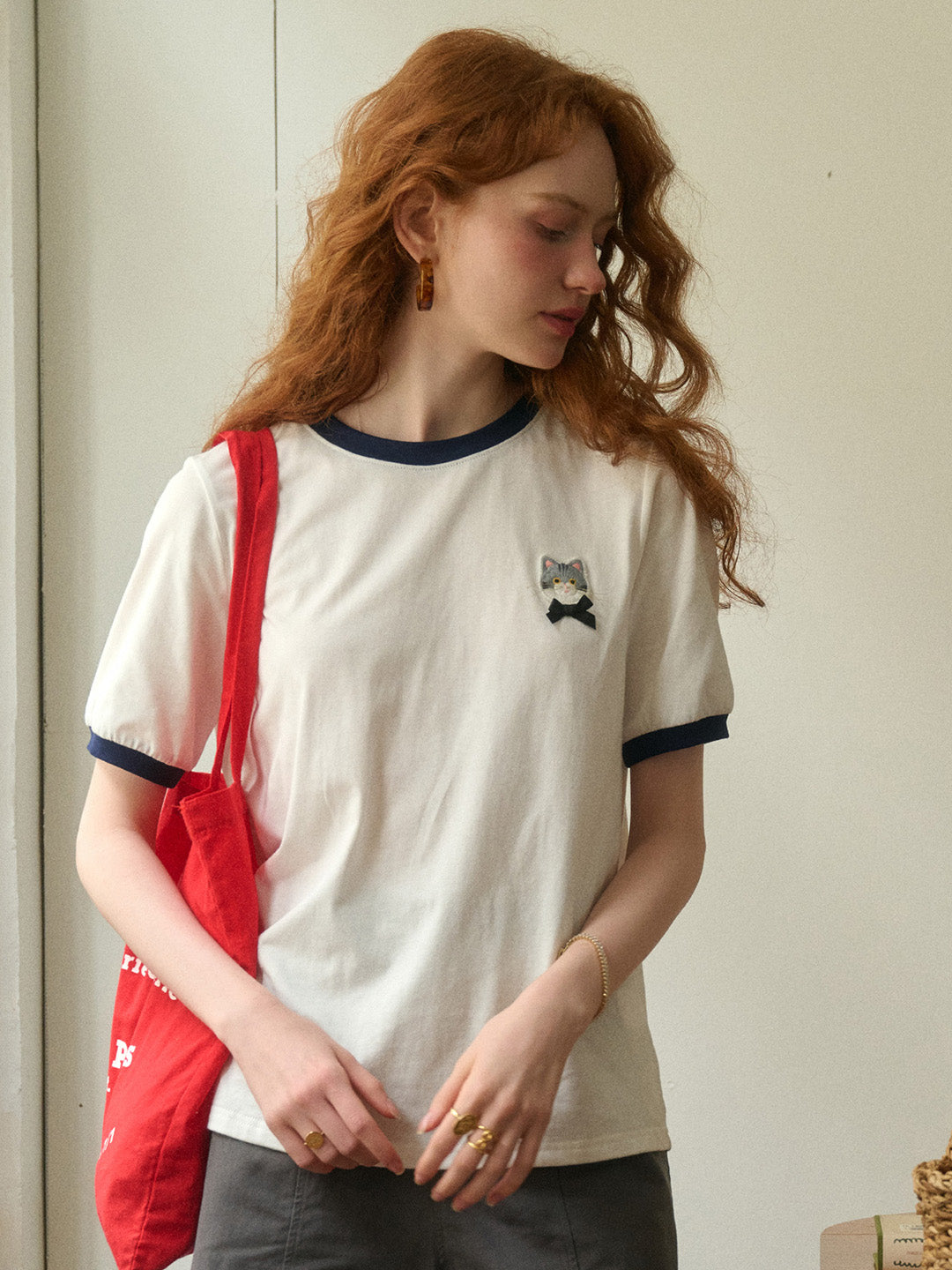 【Final Sale】Katherine Round Neck Kitty T-shirt