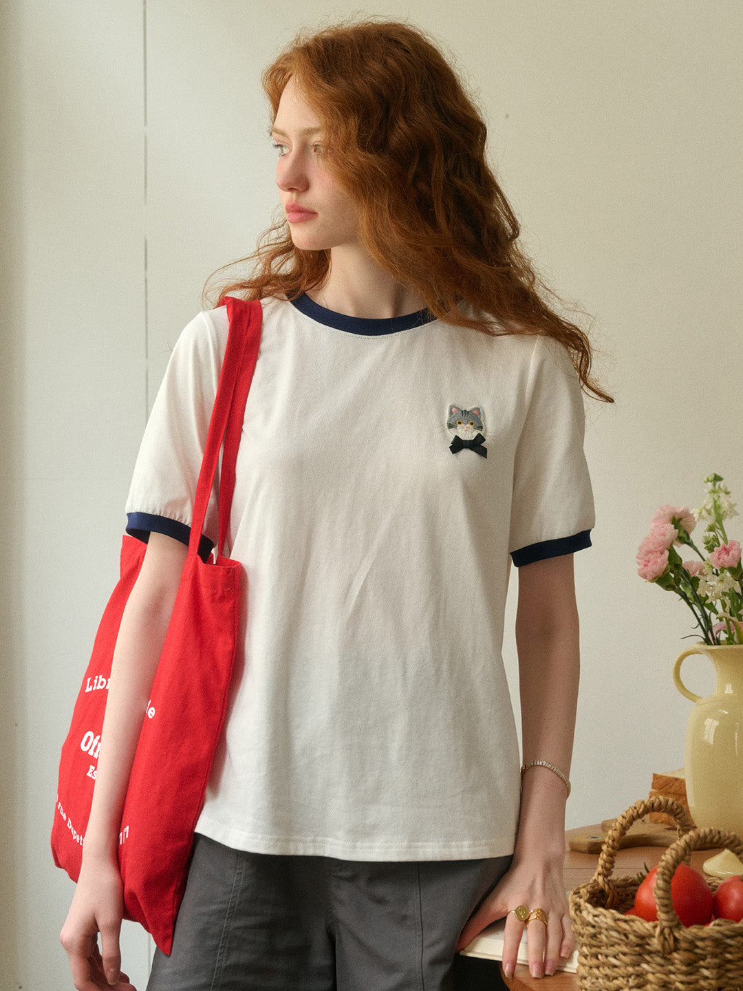 【Final Sale】Katherine Round Neck Kitty T-shirt