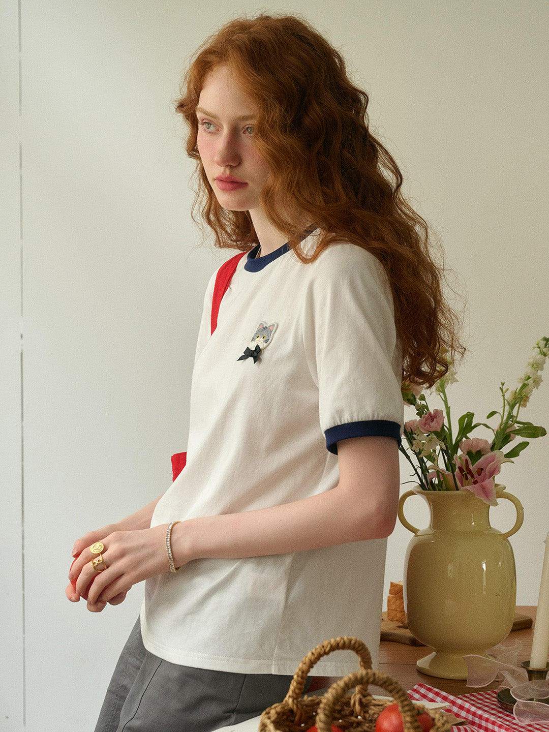 【Final Sale】Katherine Round Neck Kitty T-shirt
