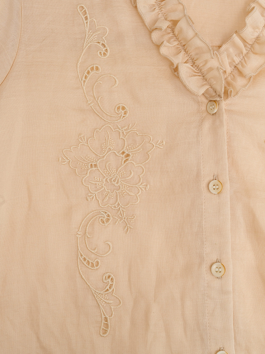 Amelia V- Neck Embroidered Ramie Blouse