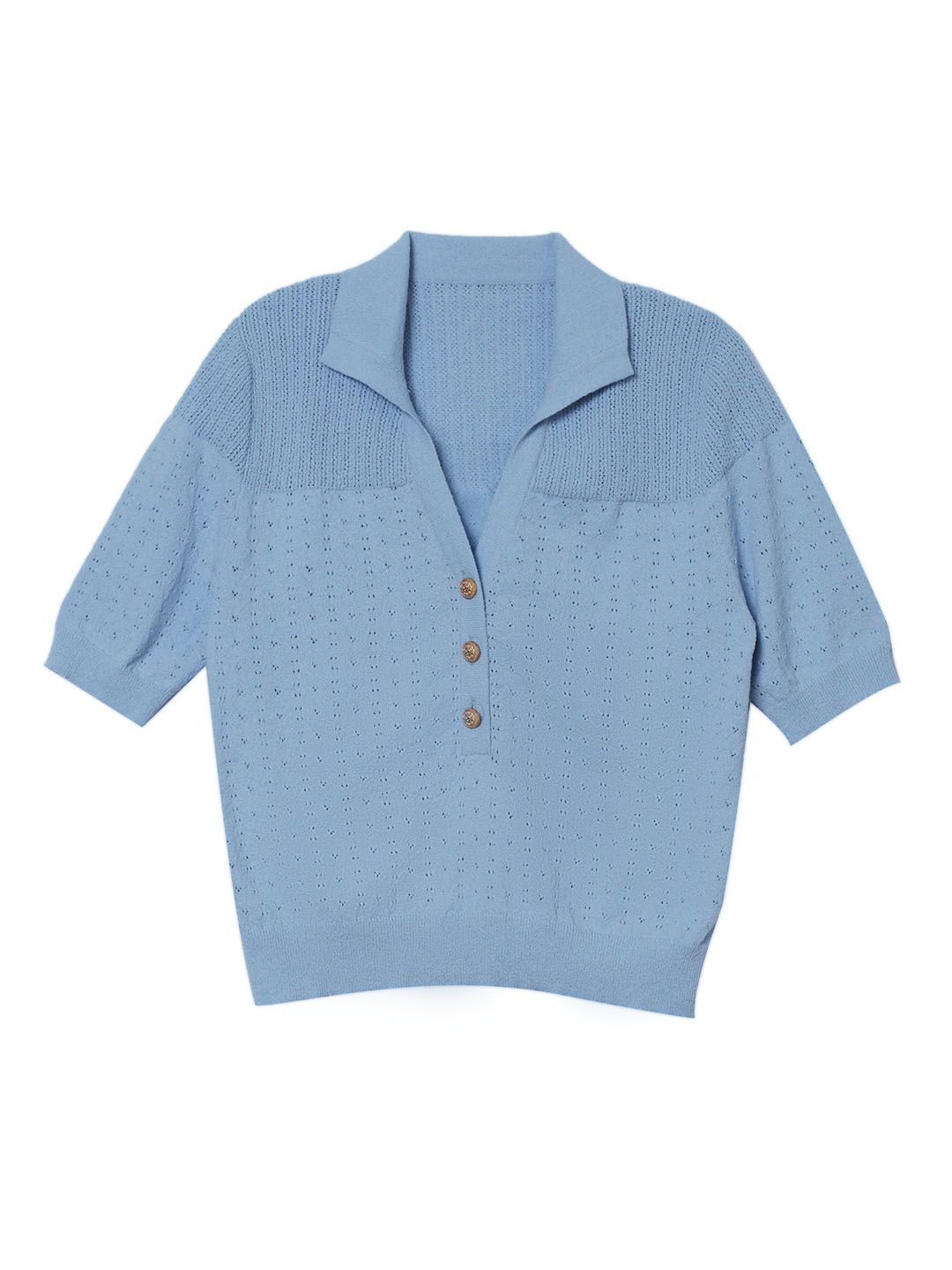 【Final Sale】Florence Polo Neck Short Sleeve Knit