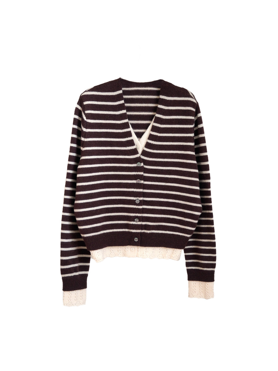 Frankie V-Neck Stripe Wool Cardigan