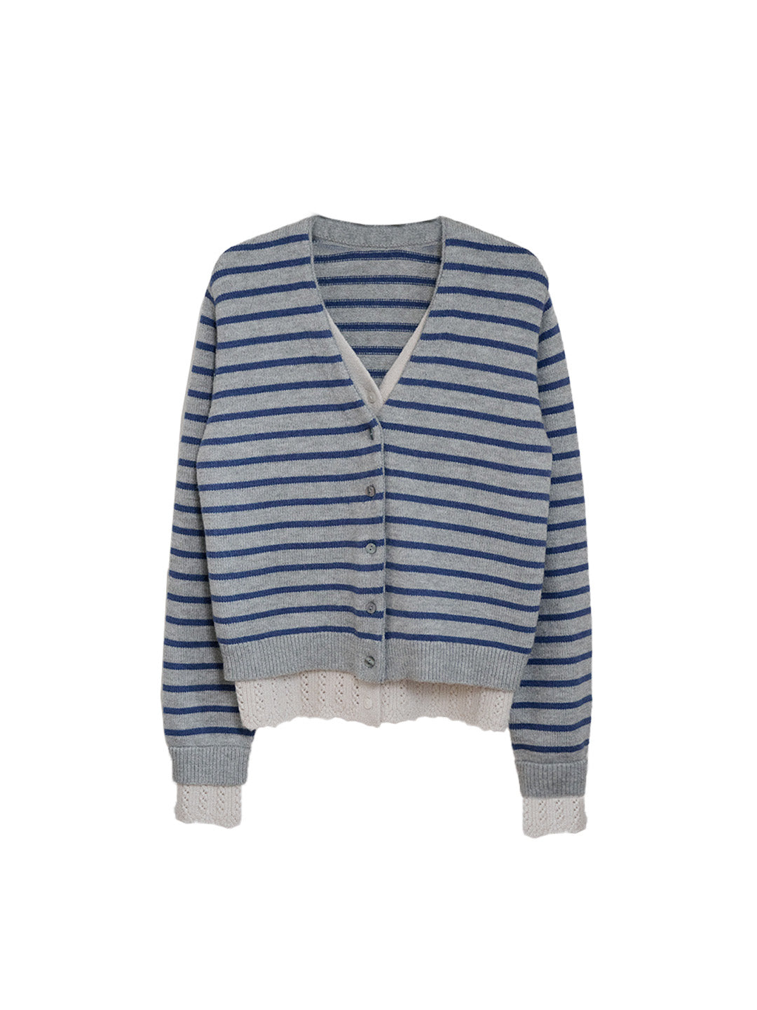 Frankie V-Neck Stripe Wool Cardigan