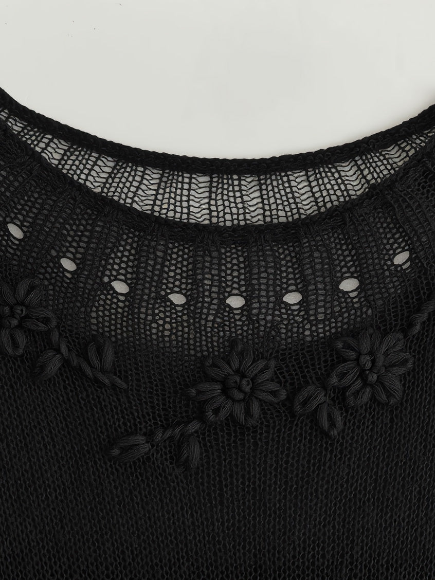 Ellianna Round Neck Lace Embroidery Knitwear