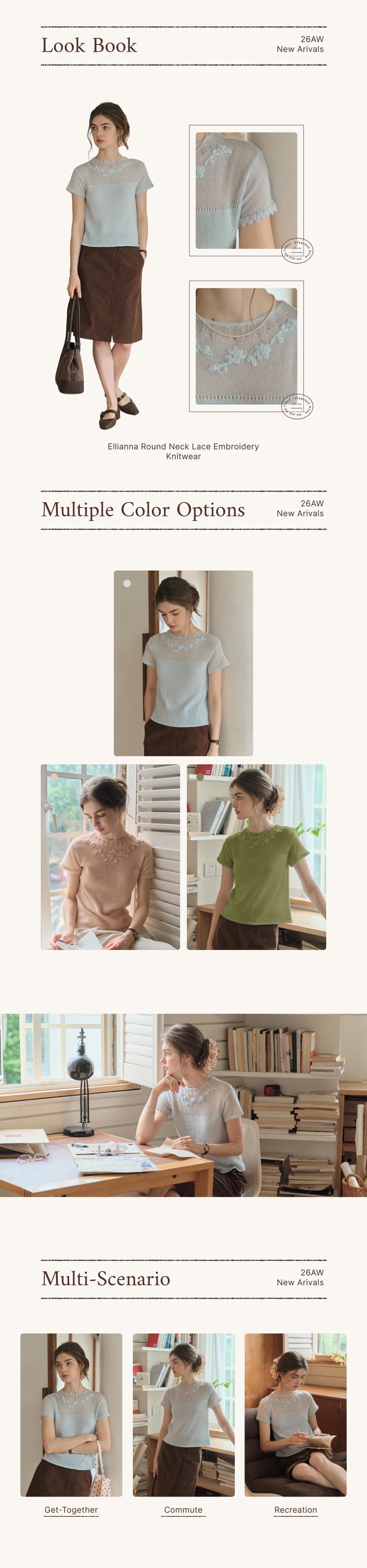 Ellianna Round Neck Lace Embroidery Knitwear detail 1