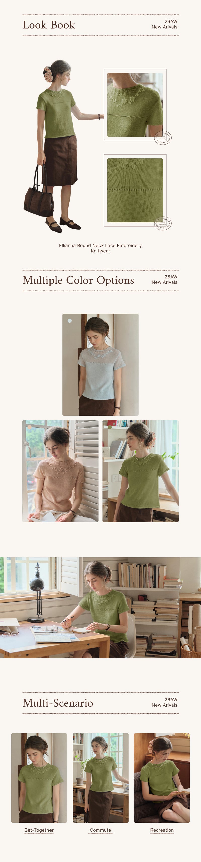 Ellianna Round Neck Lace Embroidery Knitwear detail 1