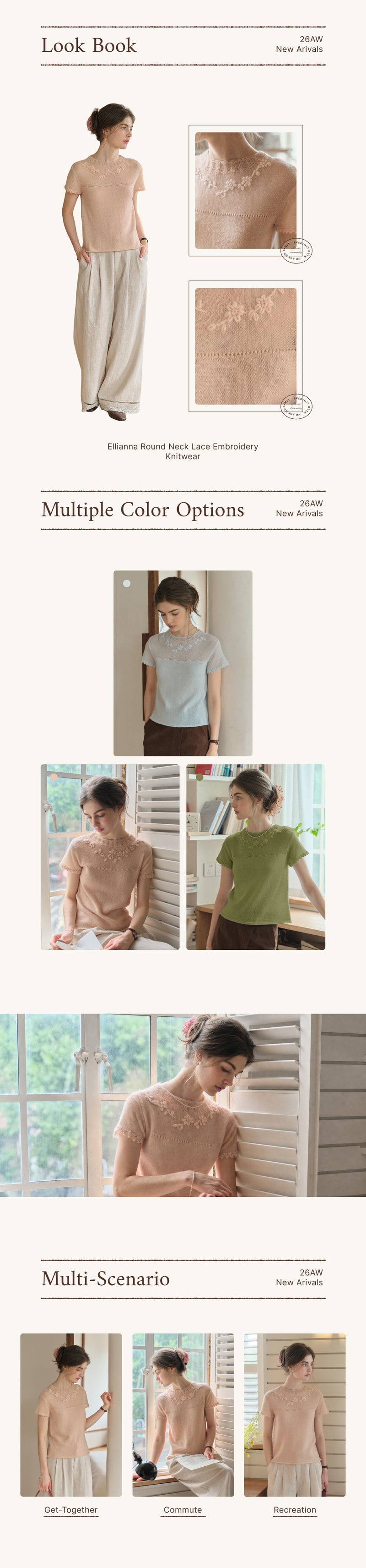 Ellianna Round Neck Lace Embroidery Knitwear detail 1