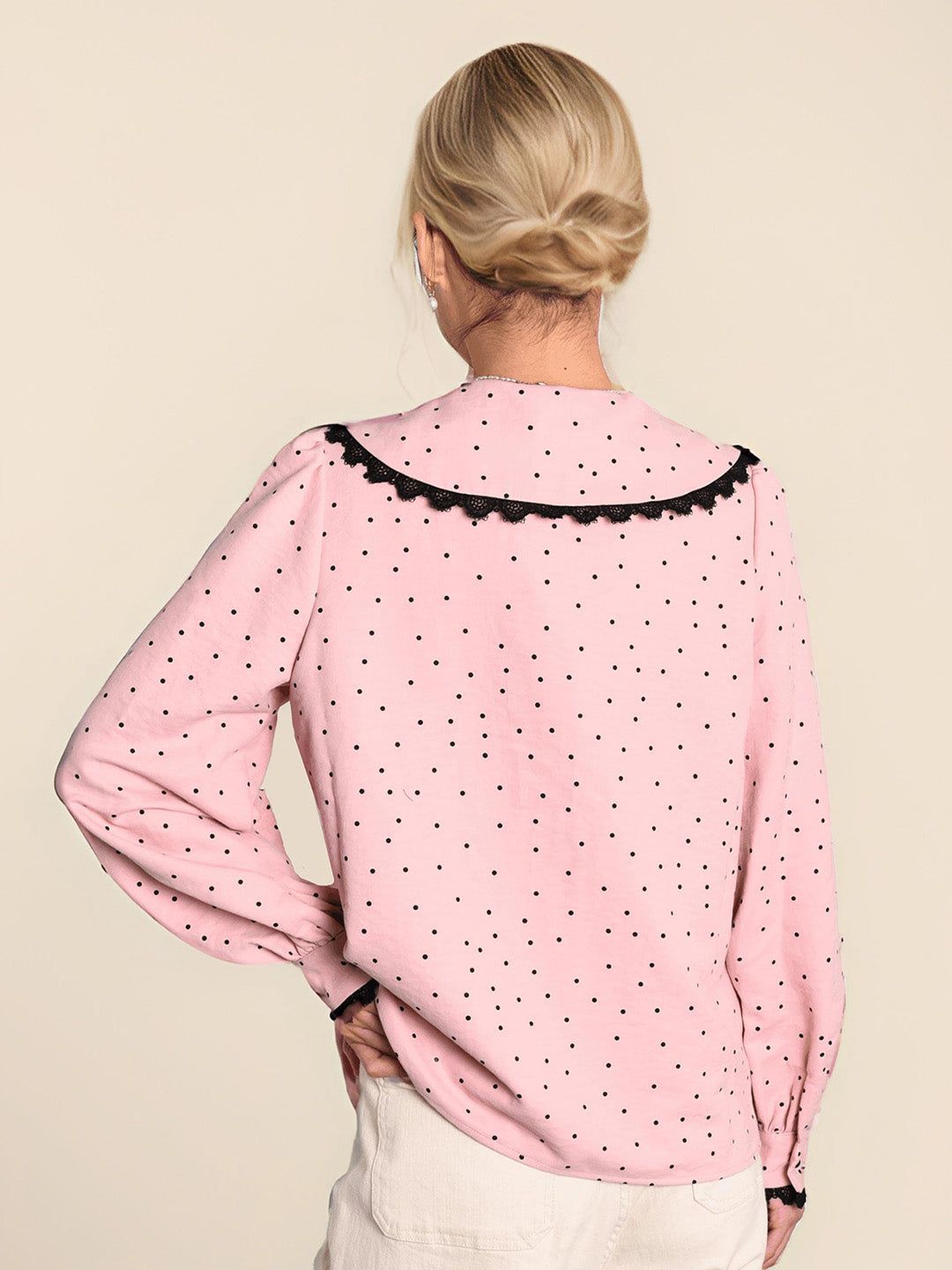 【Final Sale】Ophelia Retro V-Neck Dots Blouse