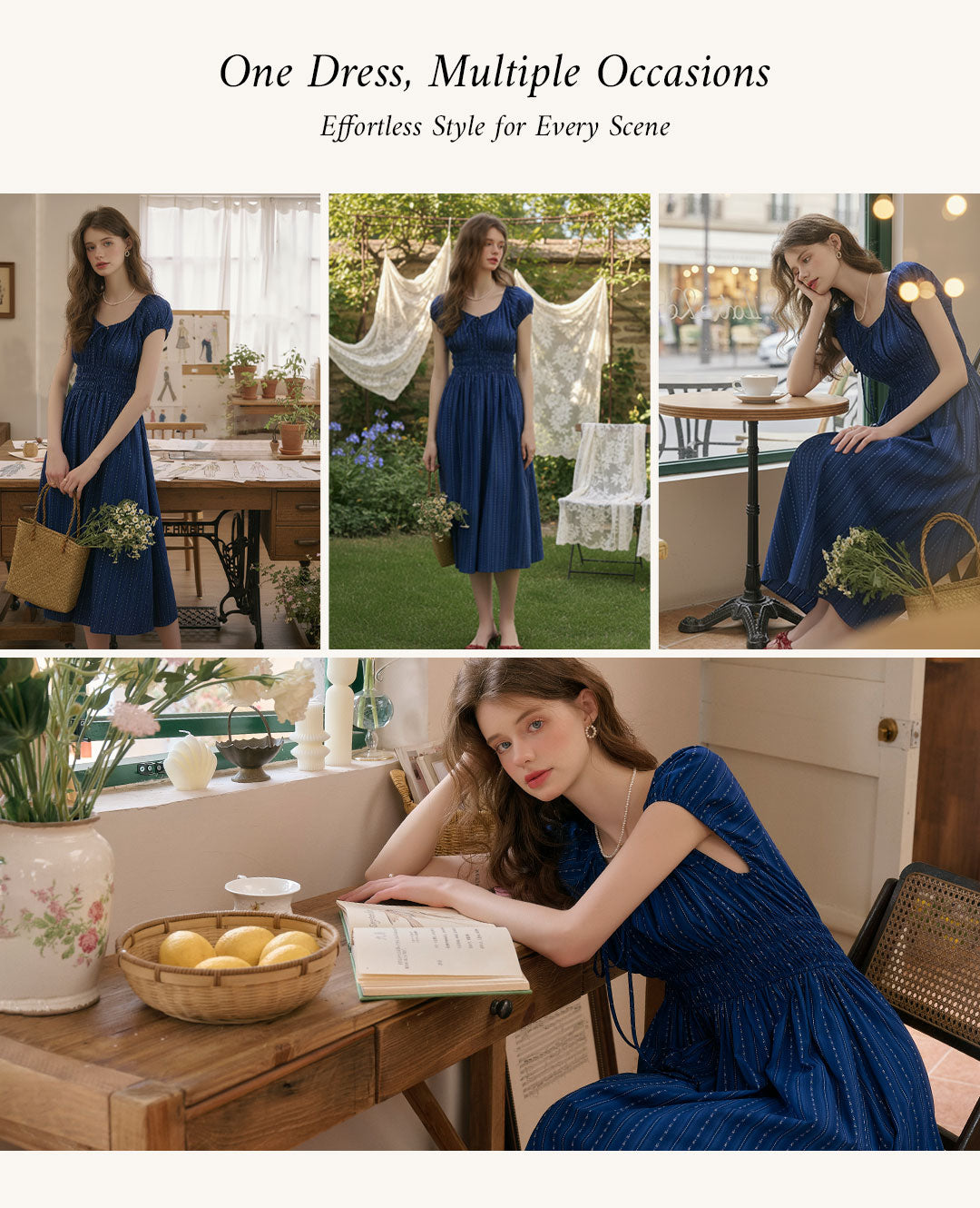 Sapphire Round Neck Waist Cotton Dress detail 2