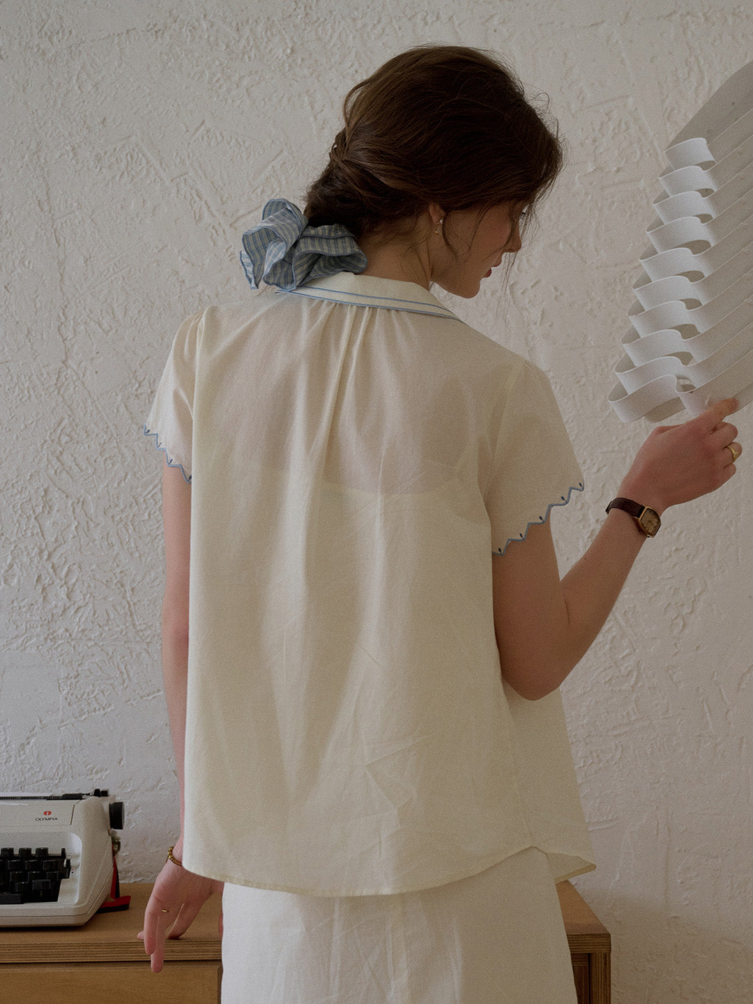 Alora Peter Pan Collar Embroidery 100% Cotton Blouse