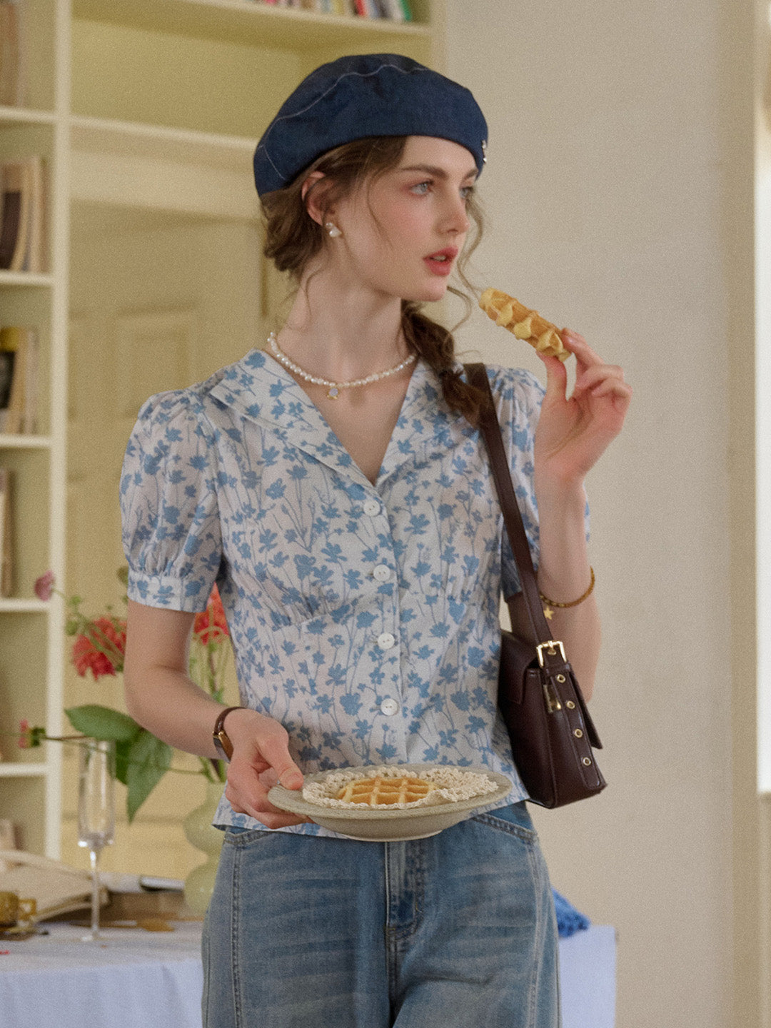 Kylie V-Neck Floral 100% Cotton Blouse