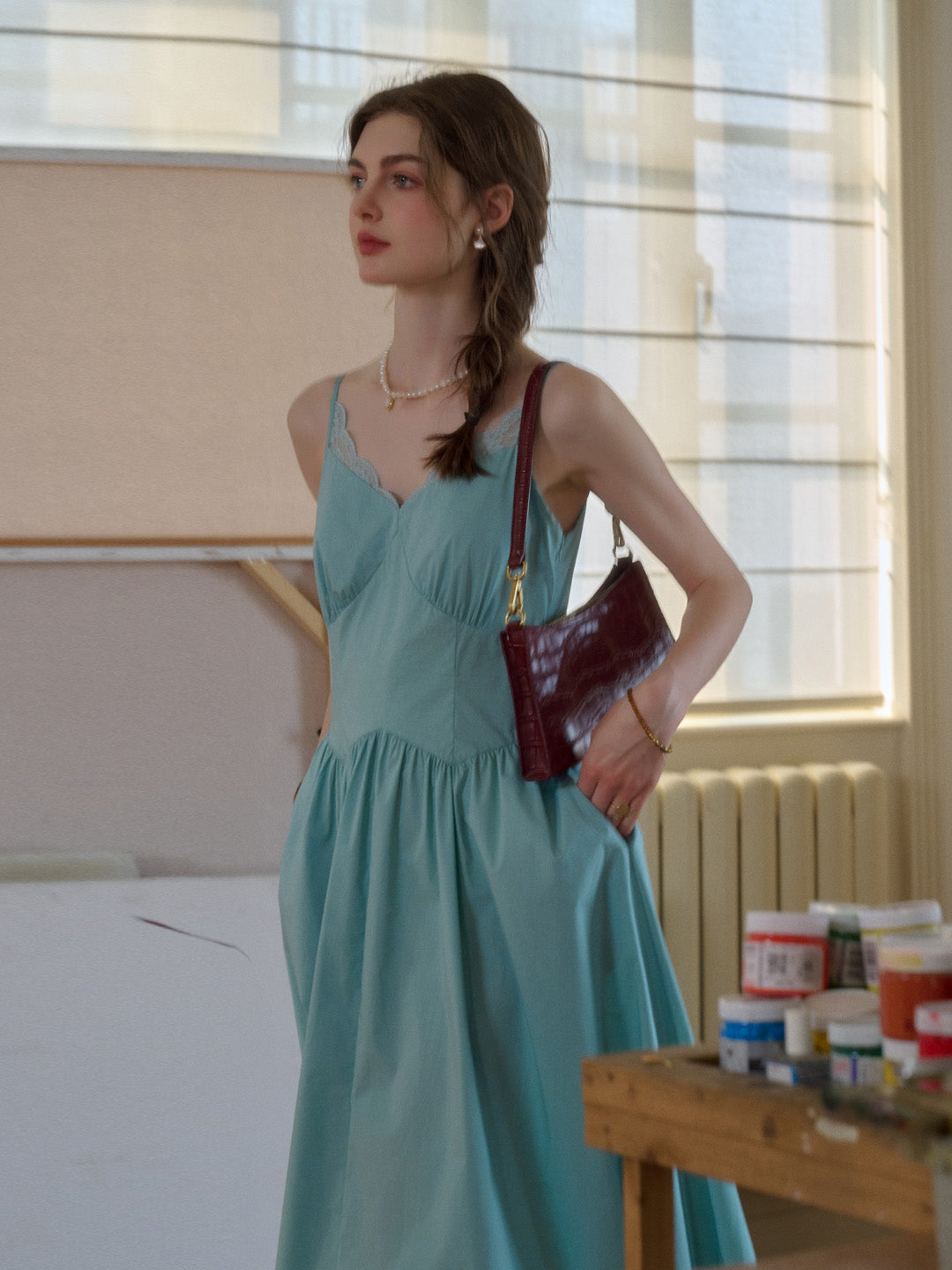 Saylor Lace Cotton Sleeveless Dress