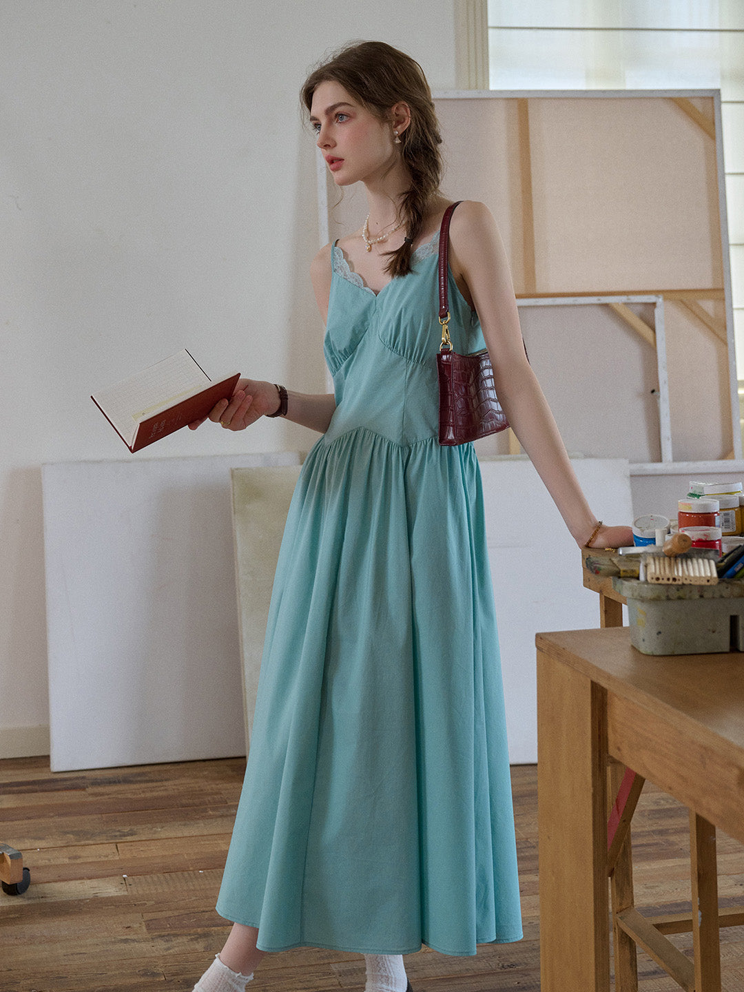 Saylor Lace Cotton Sleeveless Dress