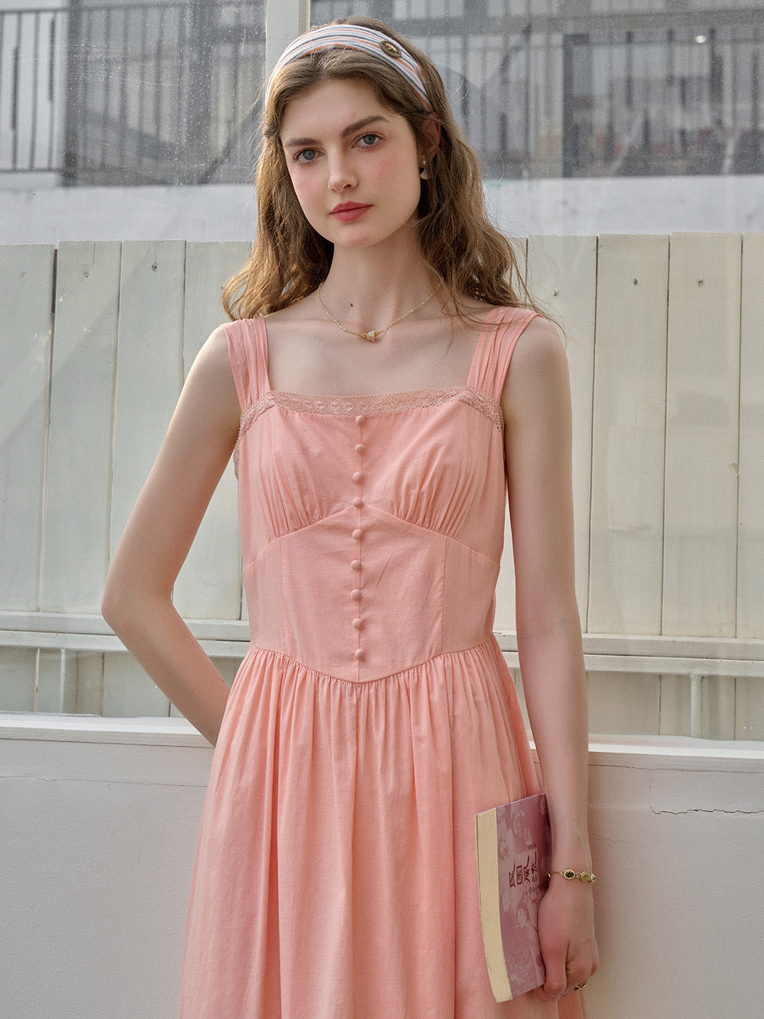 Ana Square Neck Lace 100% Cotton Dress