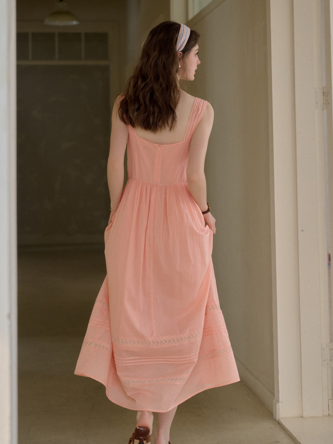 Ana Square Neck Lace 100% Cotton Dress