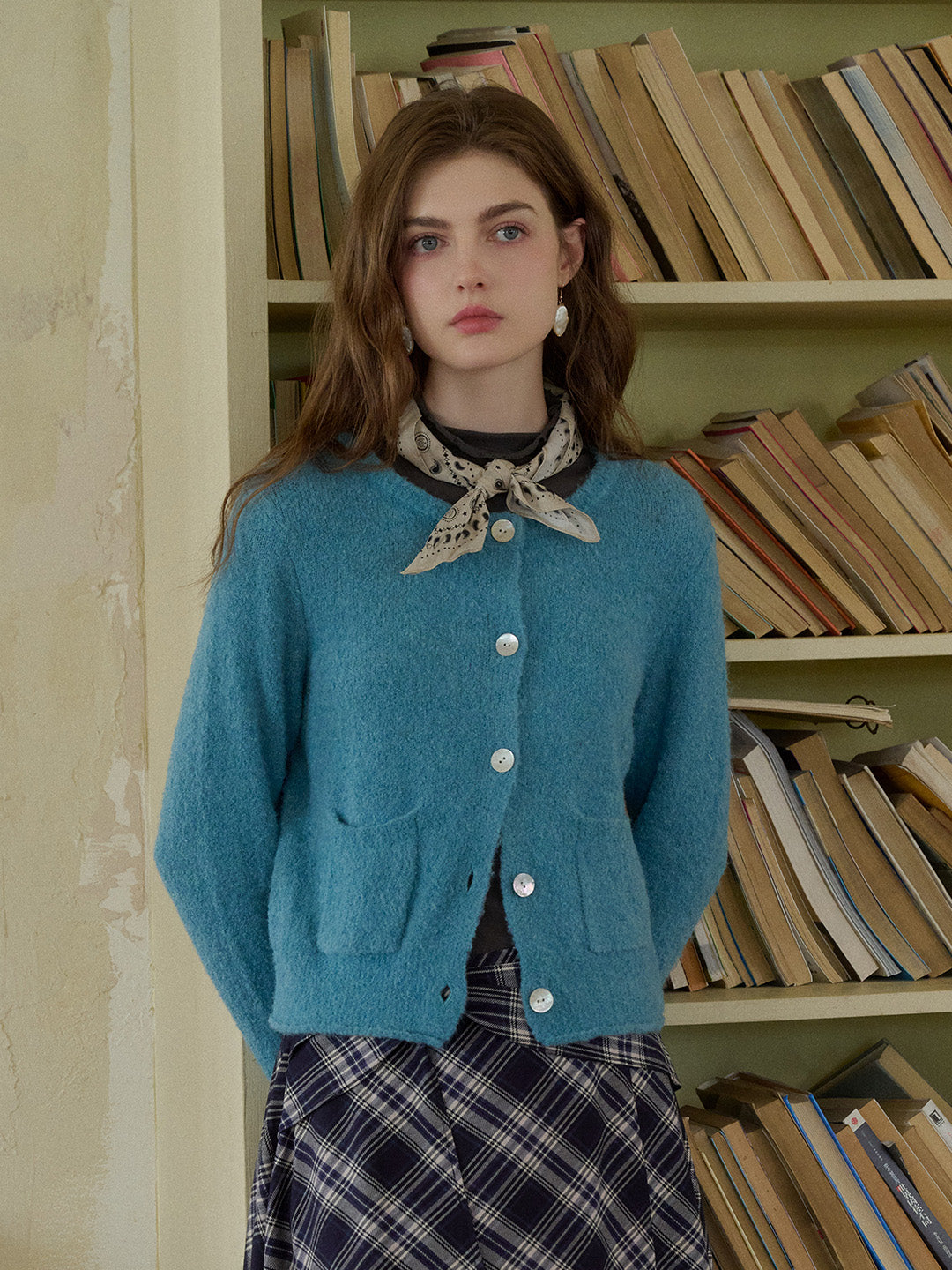Hattie Round Neck Pocket Wool Cardigan