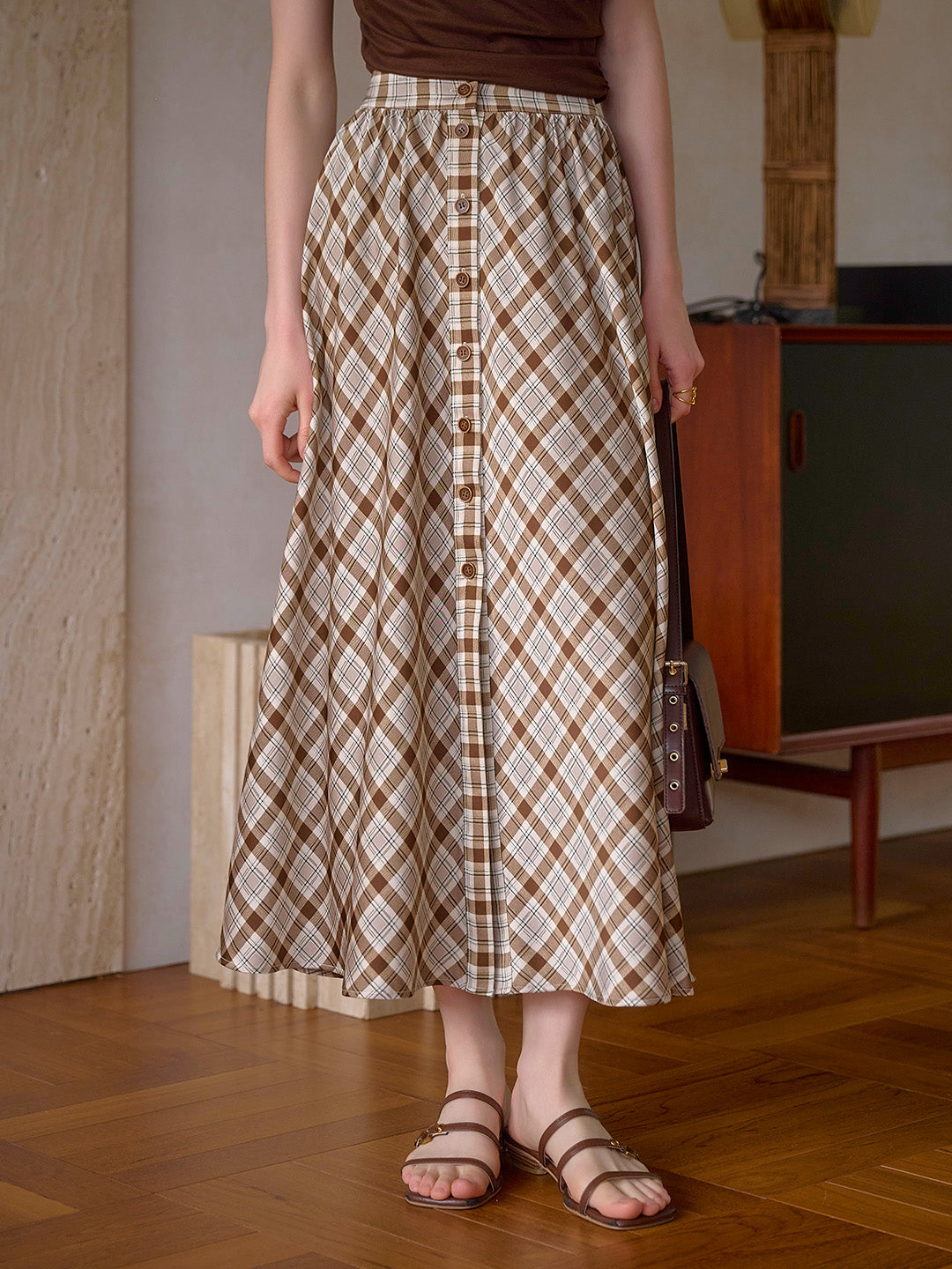 Gemma Plain Button Skirt