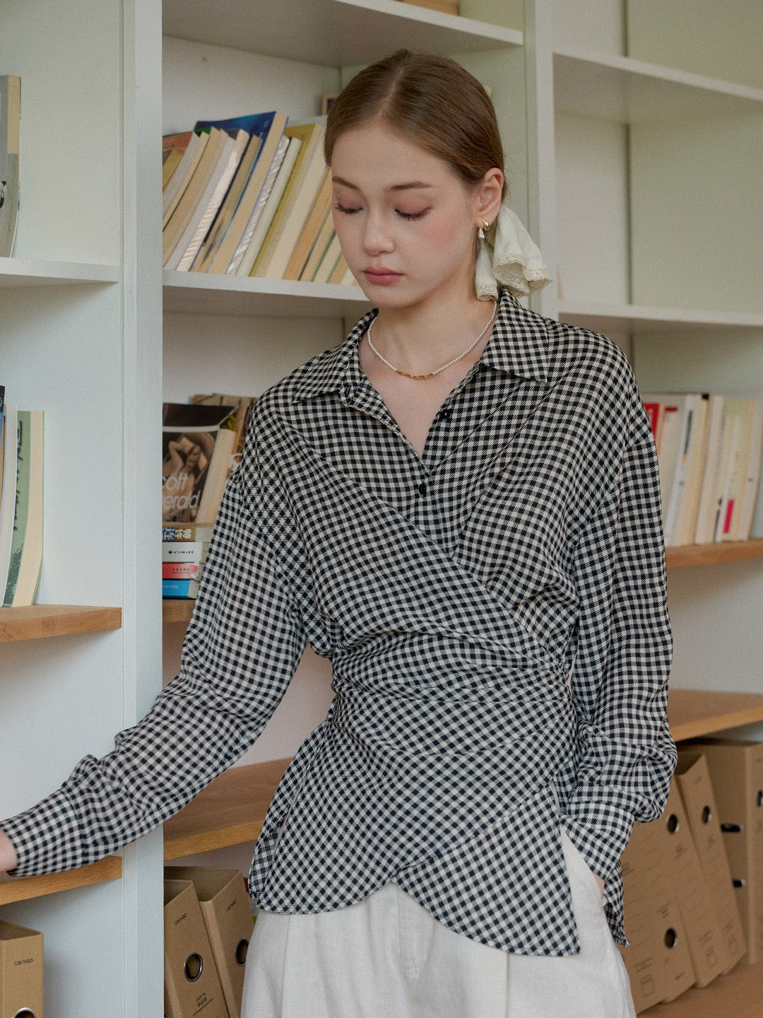 Selah V-Neck Plaid Waisted Shirt