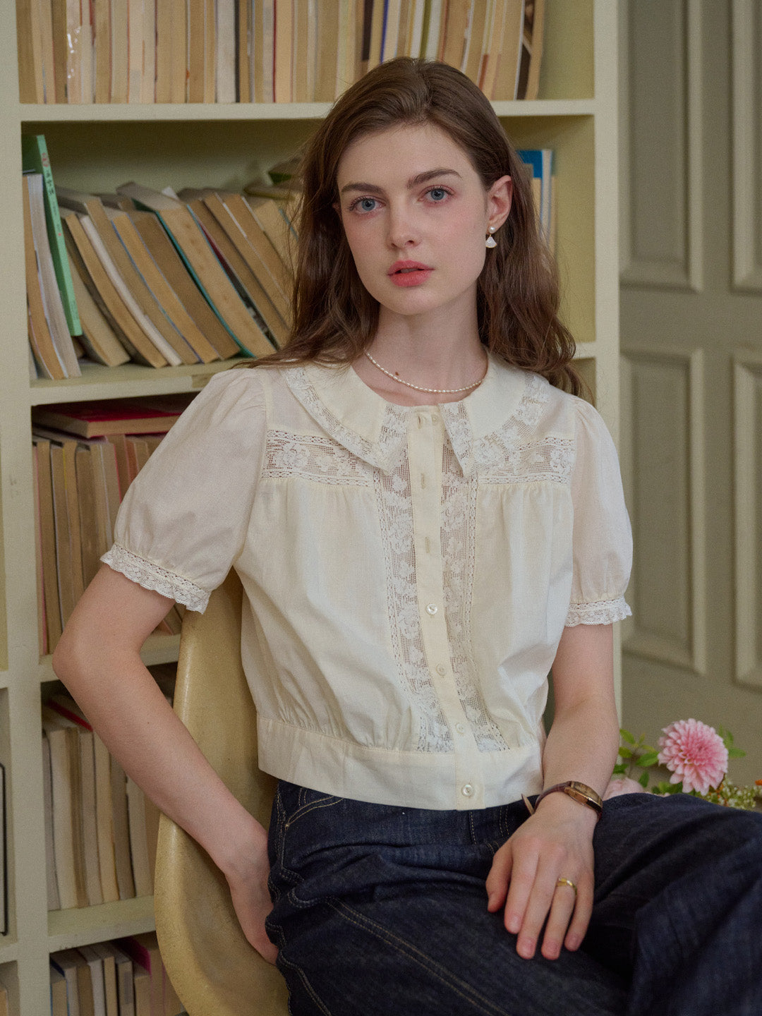 Everleigh Round Neck Lace Blouse