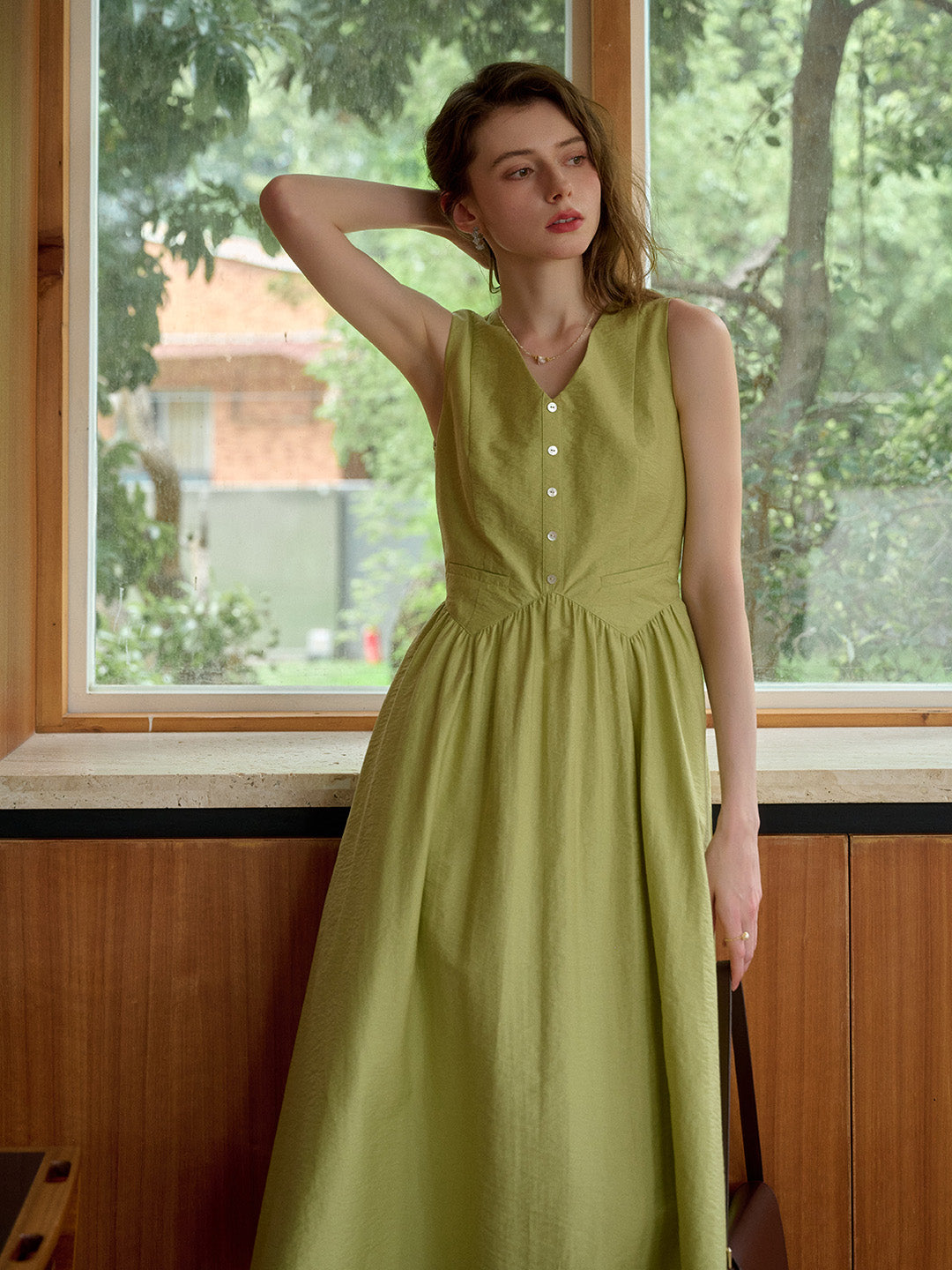 Jasmine V-Neck Sleeveless Cotton Dress
