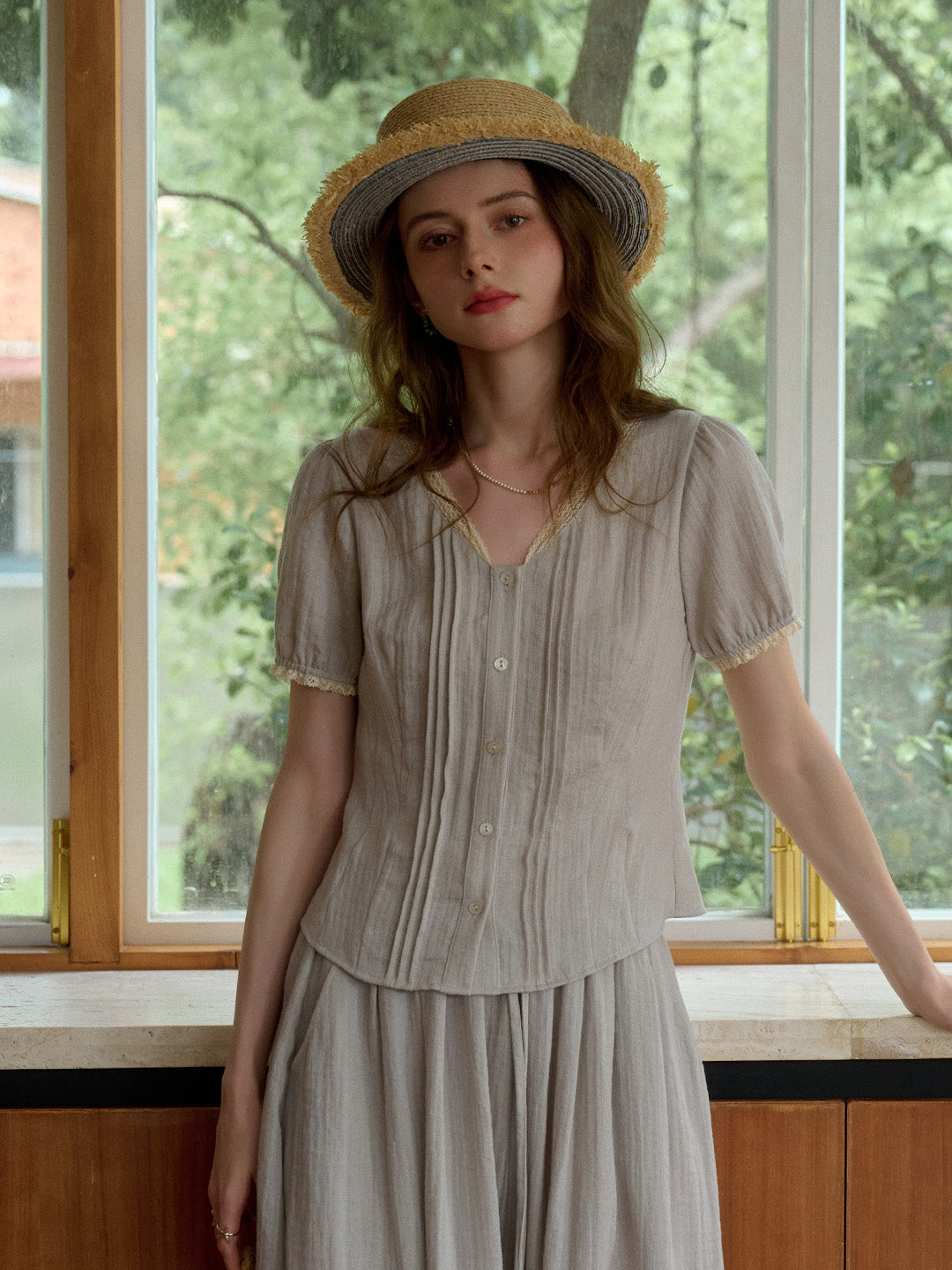 Arianna V-Neck Lyocell Linen Blouse