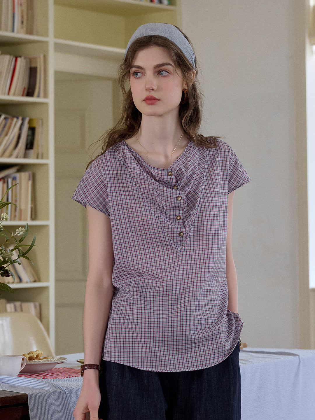 Evangeline Round Neck Waiast Lyocell Blouse