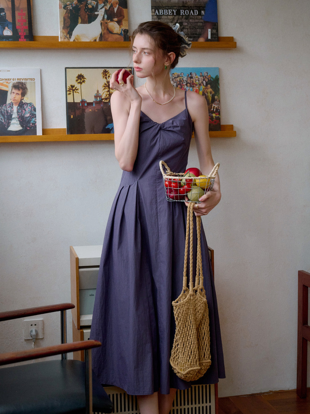 Adaline Sweetheart Neck Cotton Suspender Dress