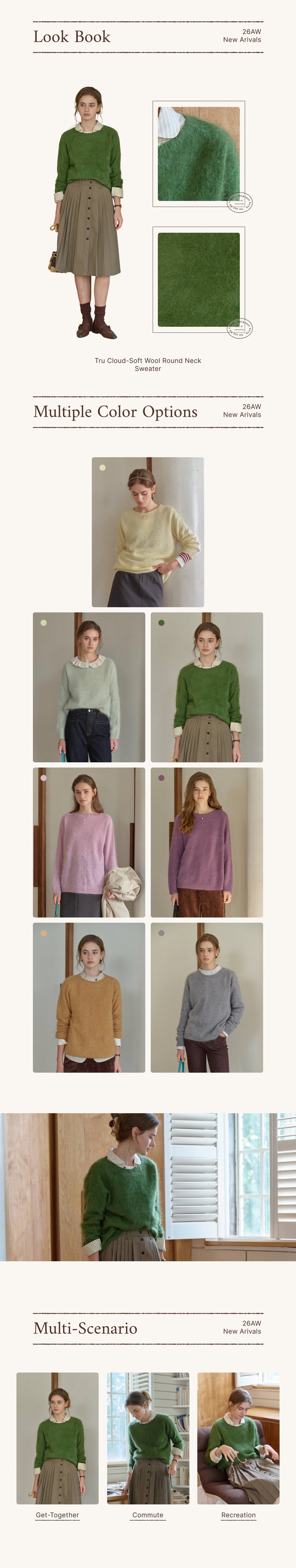 Tru Cloud-Soft Wool Round Neck Sweater Grass Green detail 1