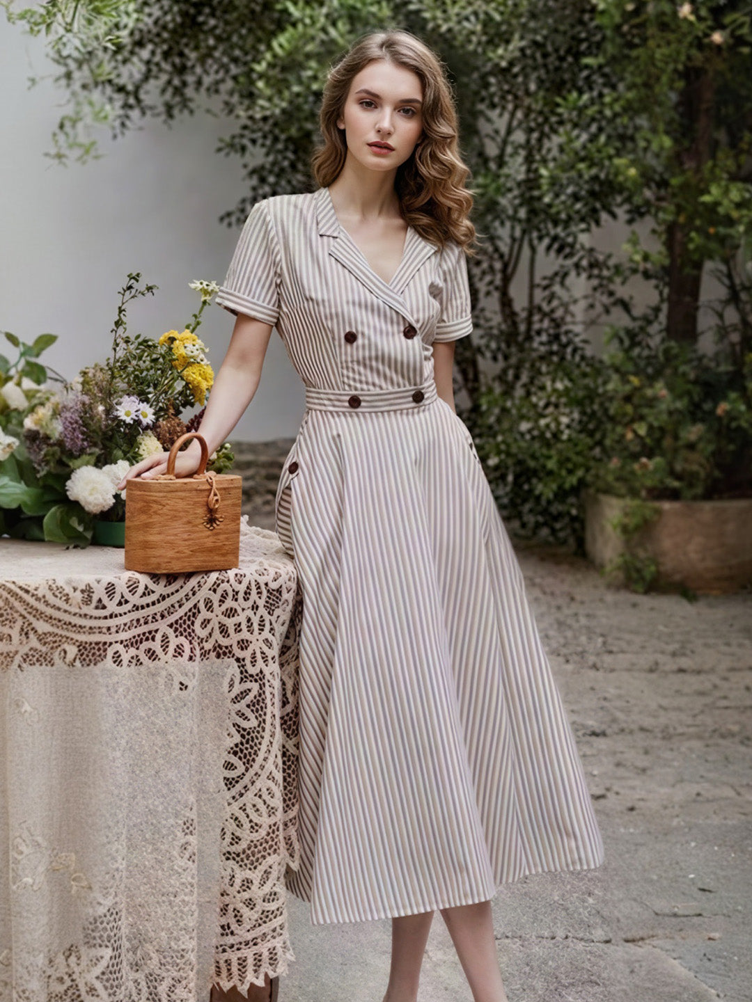 Catalina V-Neck French Stripes Dress