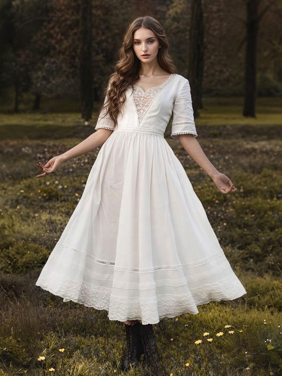 Isabelle Sweetheart Neck Lace Dress