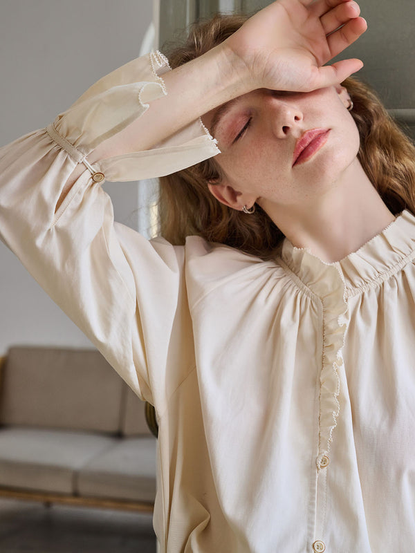 【Holiday Sale】Inaya Lace Panel Ruffle Sleeve Blouse