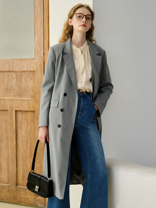 Lottie Classic Double Breasted Notched Lapel Coat