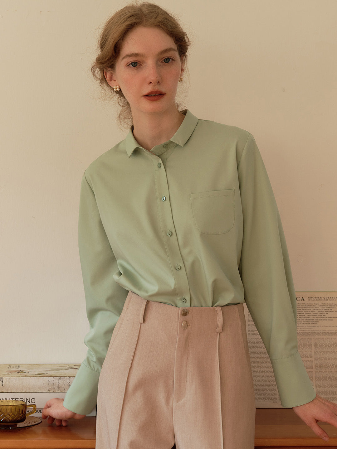 【Final Sale】Sarahi French Cuffs Small Lapel Shirt