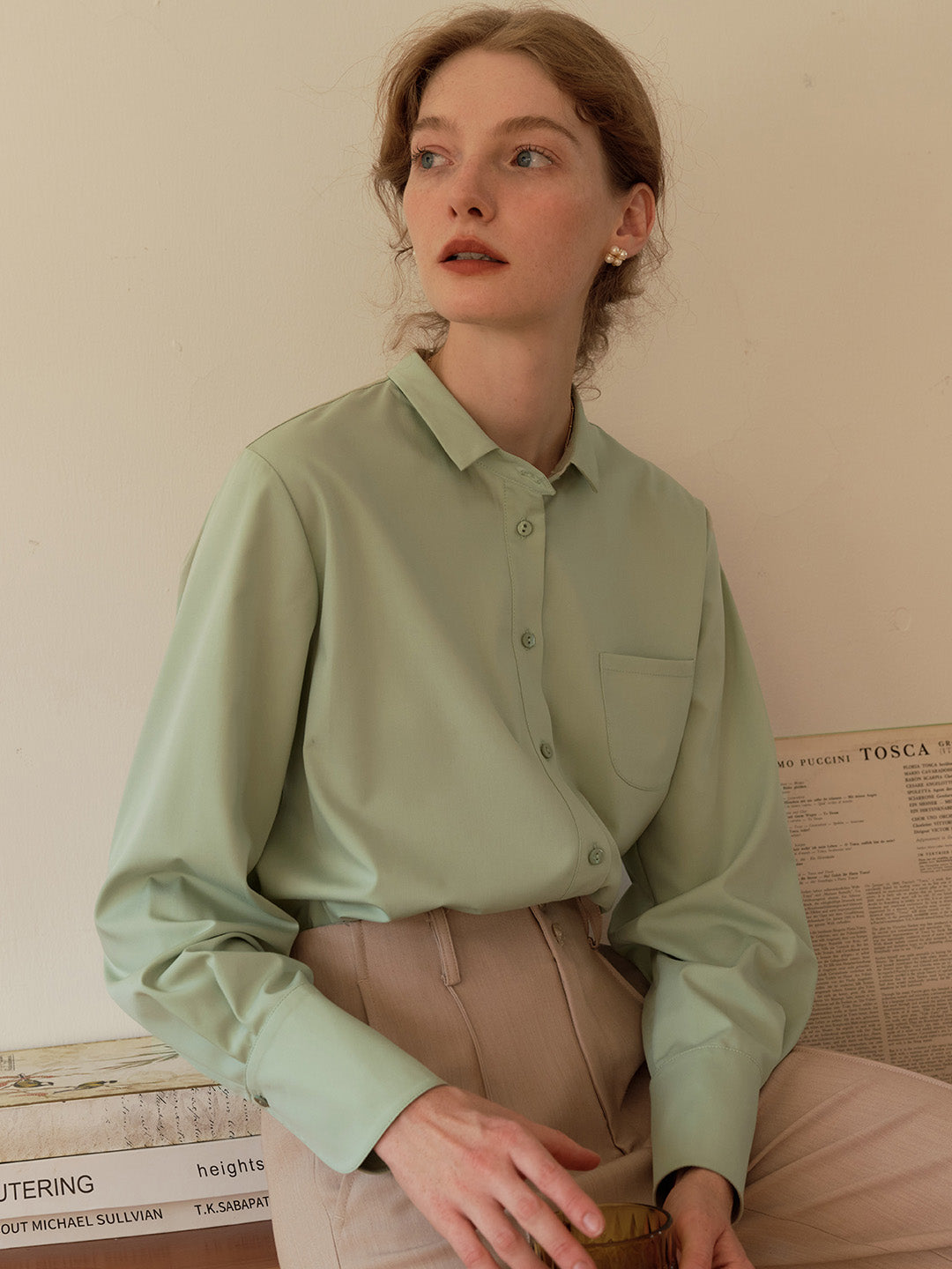 【Final Sale】Sarahi French Cuffs Small Lapel Shirt