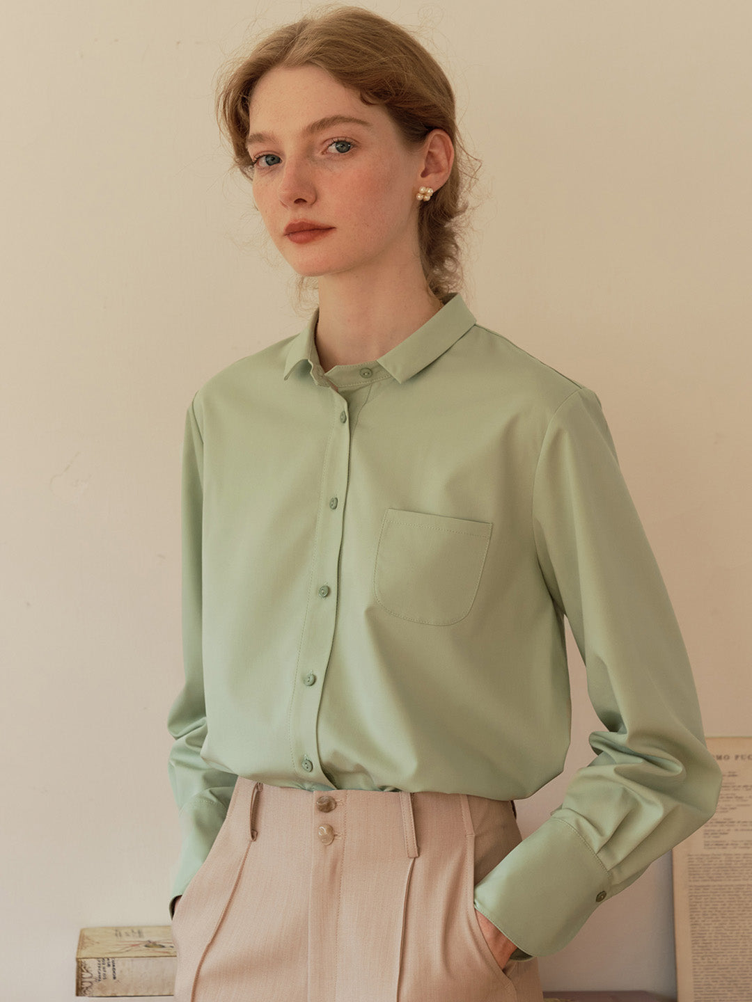 【Final Sale】Sarahi French Cuffs Small Lapel Shirt