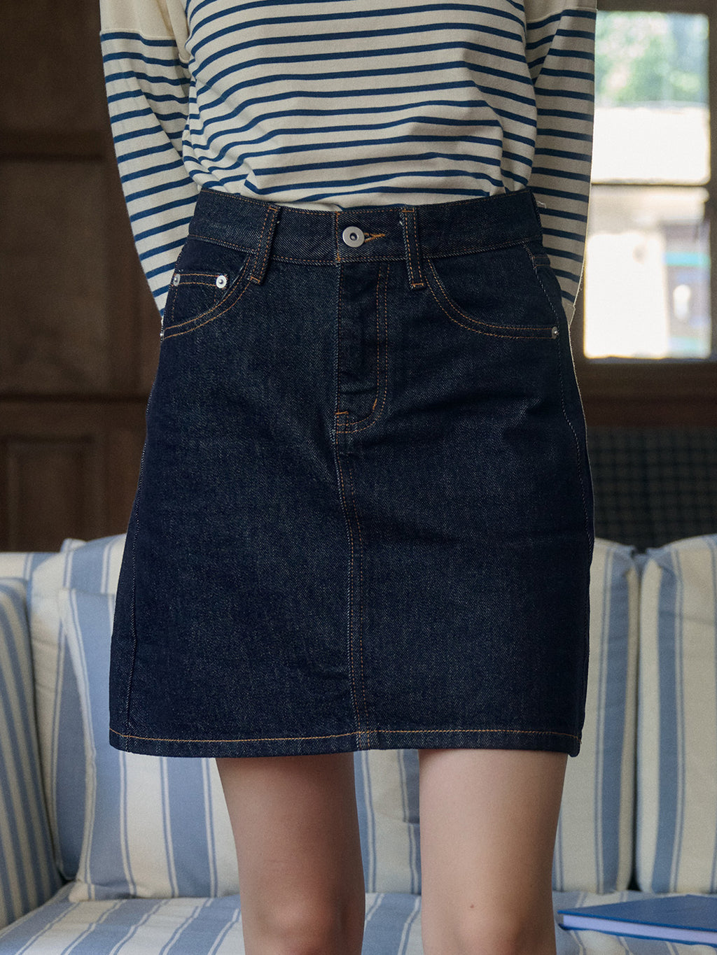 Kayleigh Vintage Line Cotton Denim Skirt