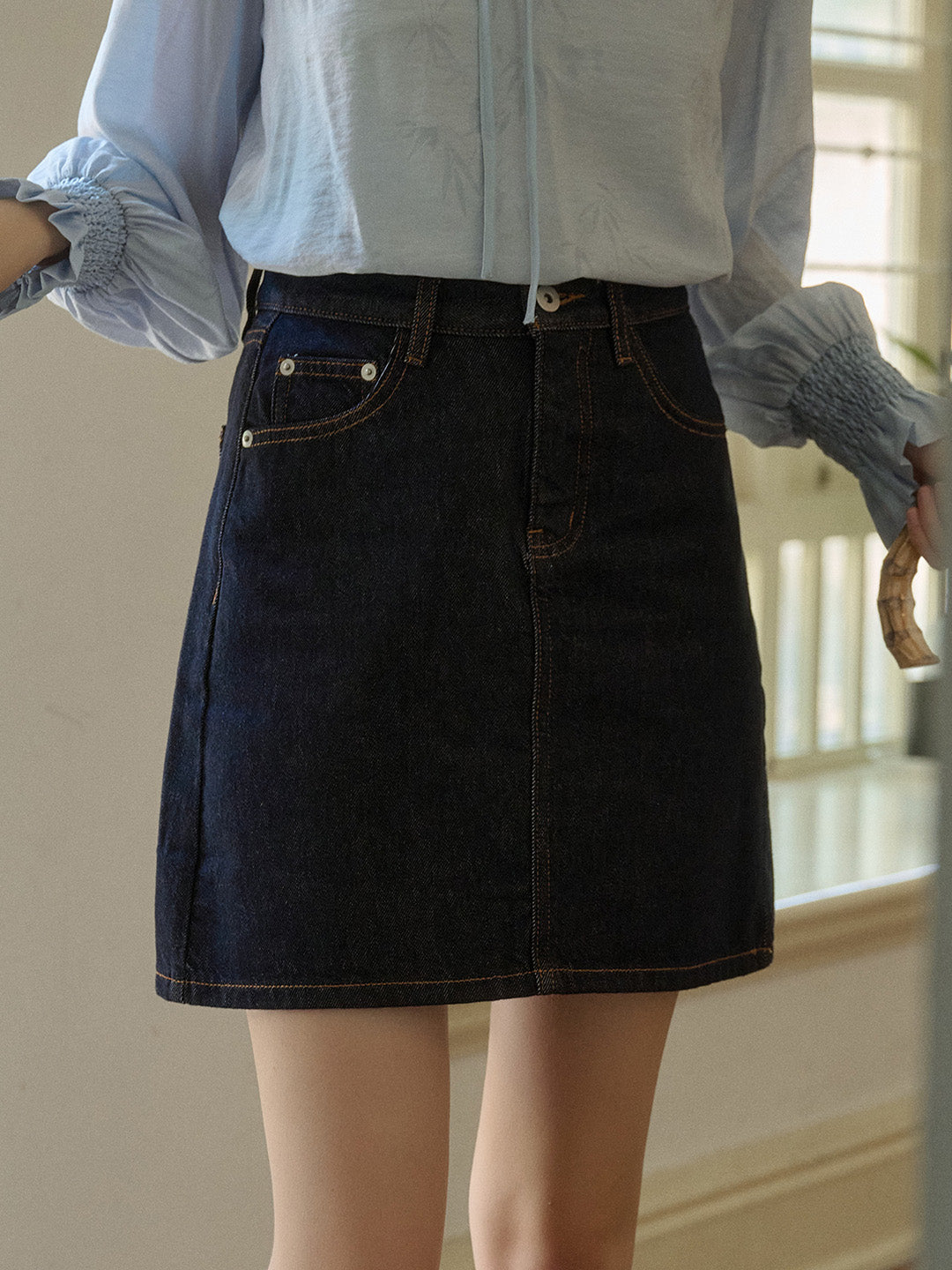 Kayleigh Vintage A-Line Cotton Denim Skirt