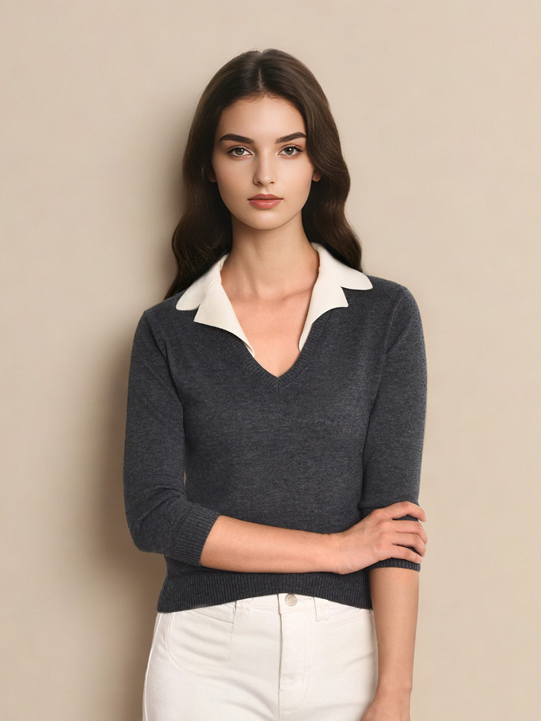Mya V-Neck Knit Top