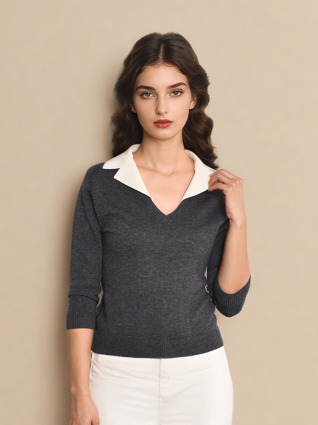 Mya V-Neck Knit Top