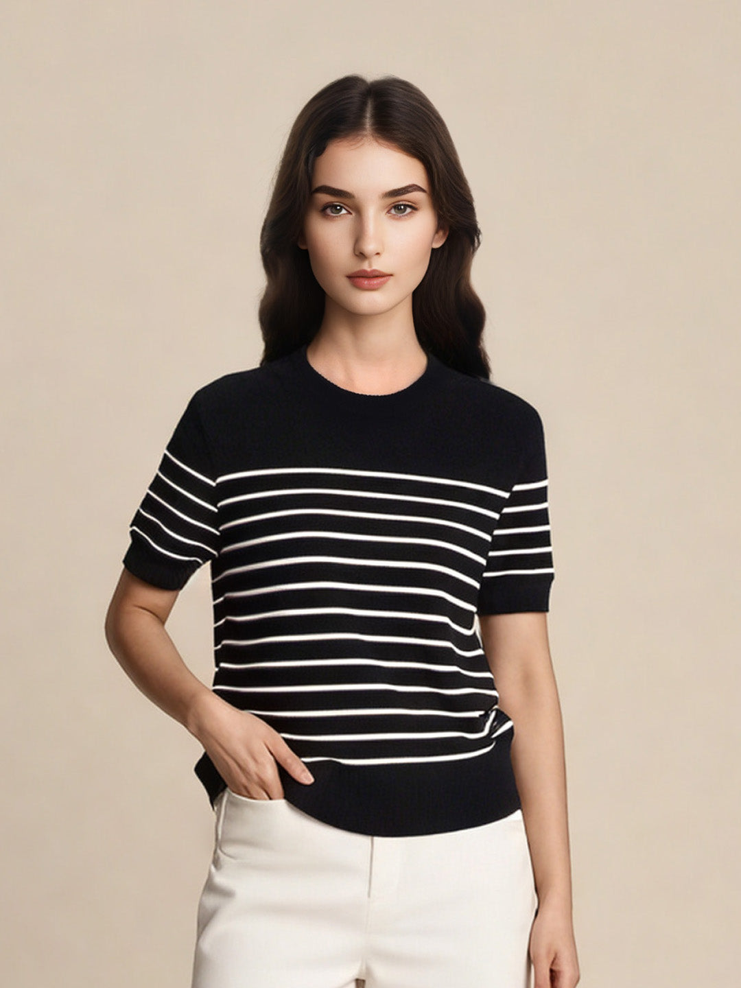 Regina 100% Wool Striped Top