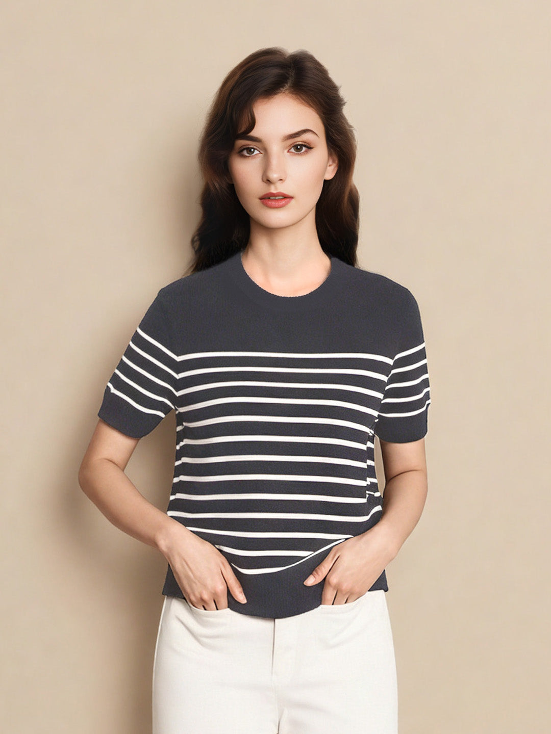 Regina 100% Wool Striped Top