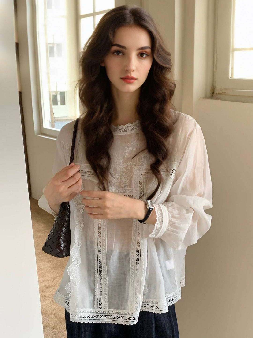 Itzel Round Neck Lace Blouse