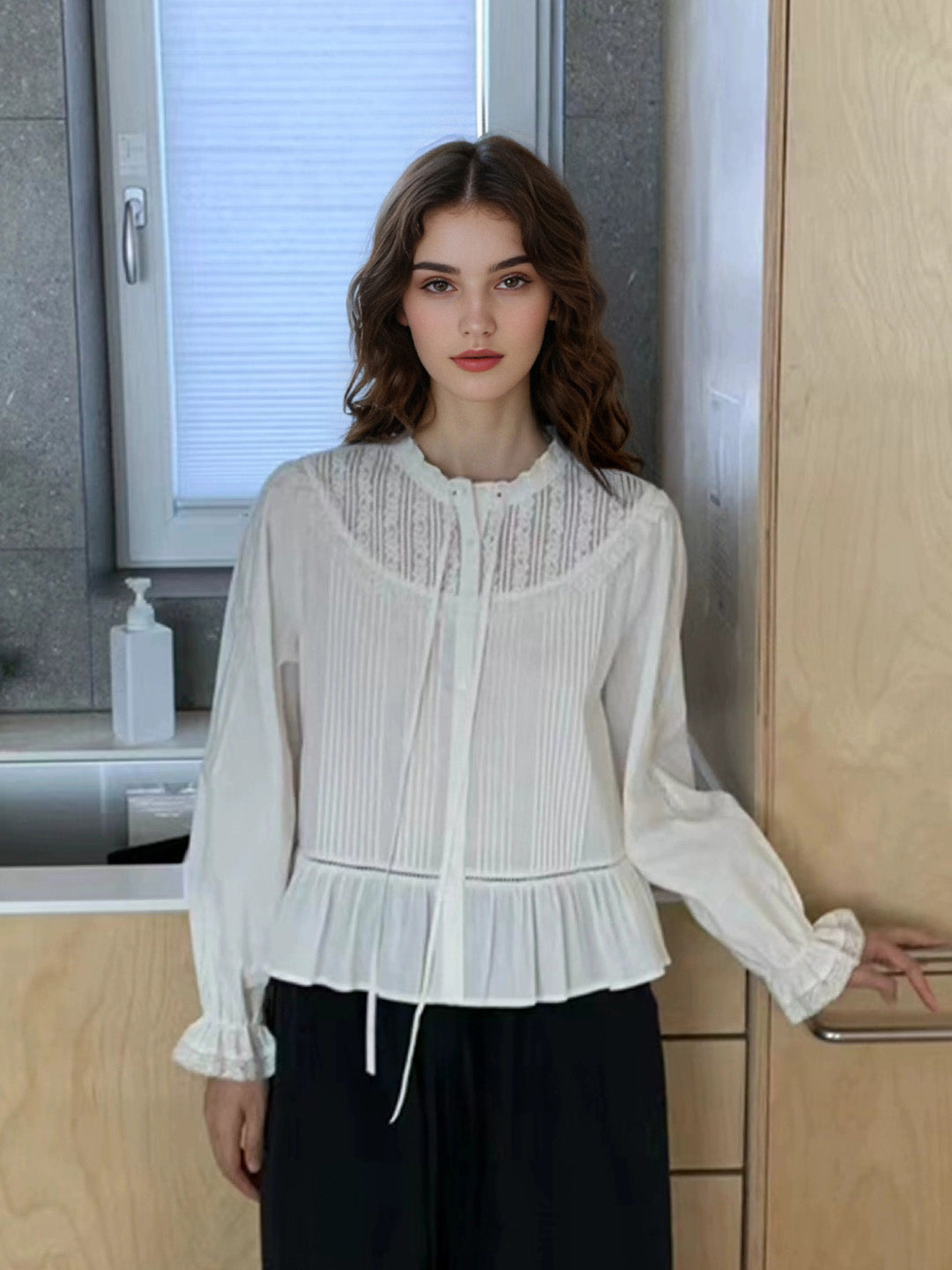 Hayden Round Neck Pleats Blouse