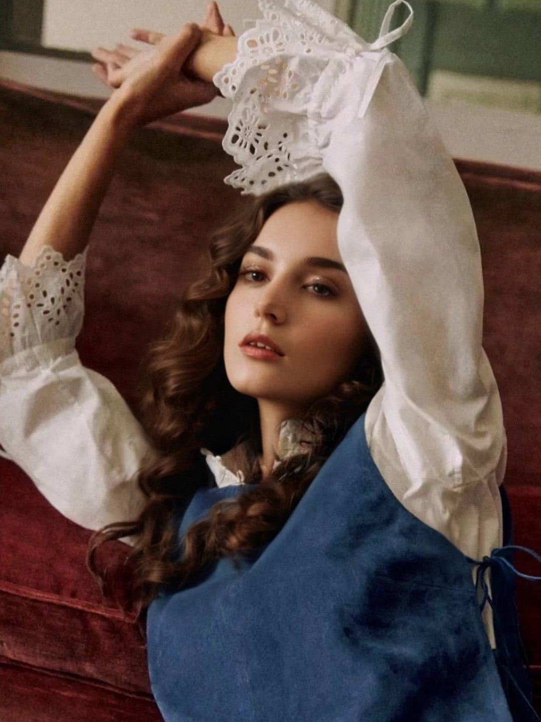 Jocelyn Stand Collar Embroidery Blouse