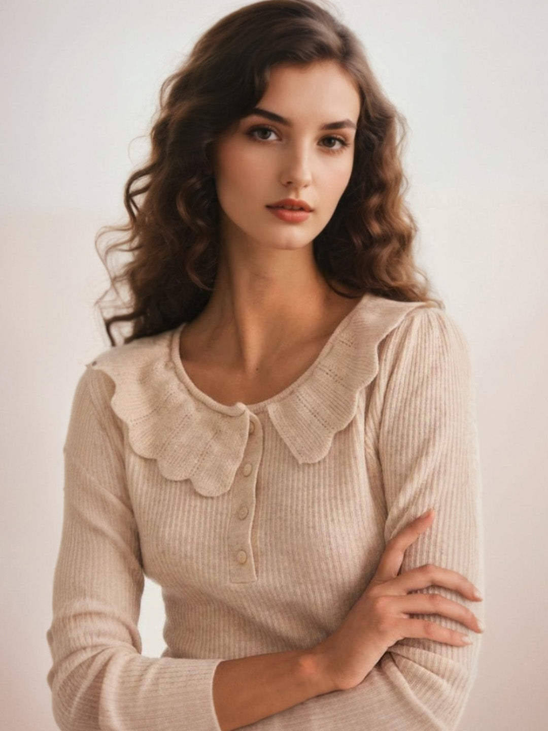 Leighton Ruffle Collar Knit Top