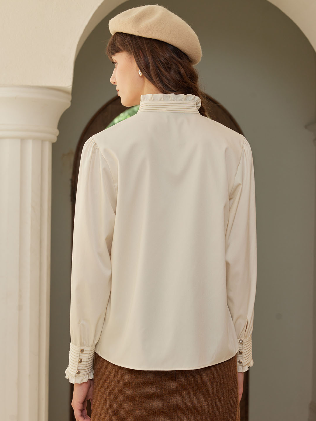 【Holiday Sale】Winona Vintage Court Stand Collar Lace Stitching Blouse