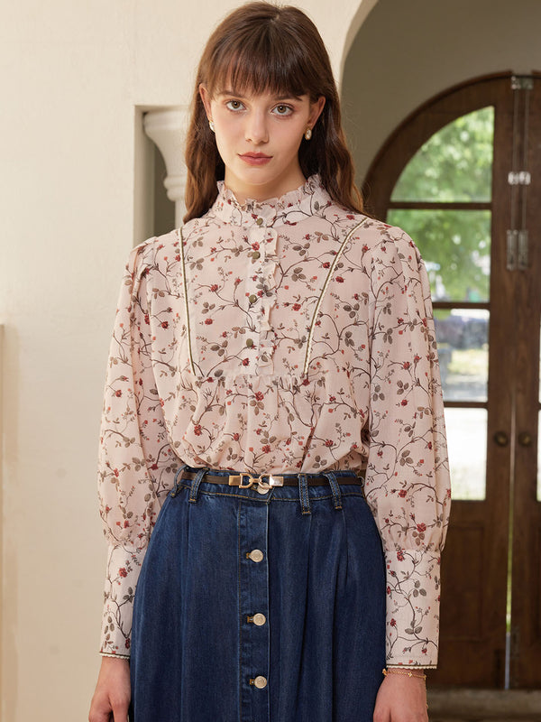 Maddie Collared Blouse in Blue
