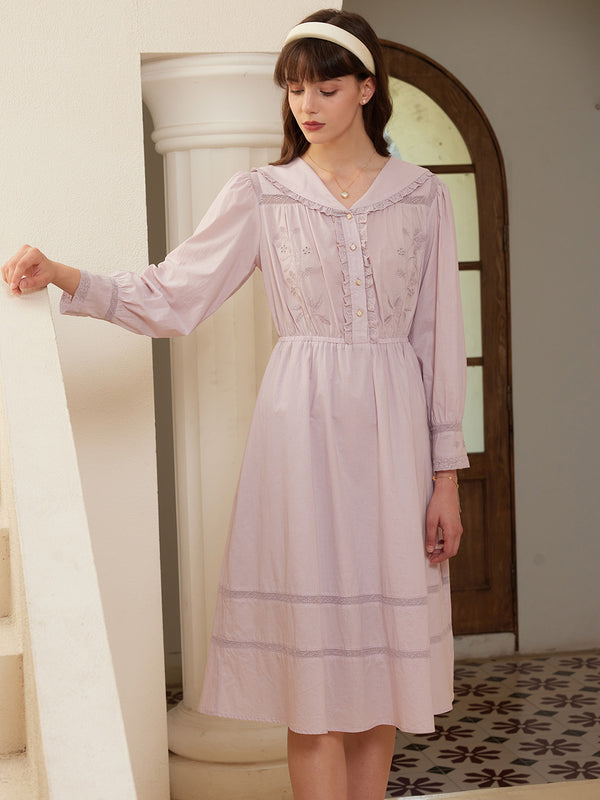 Kaylani V-neck Raspberry Embroidered Lace Purple Dress