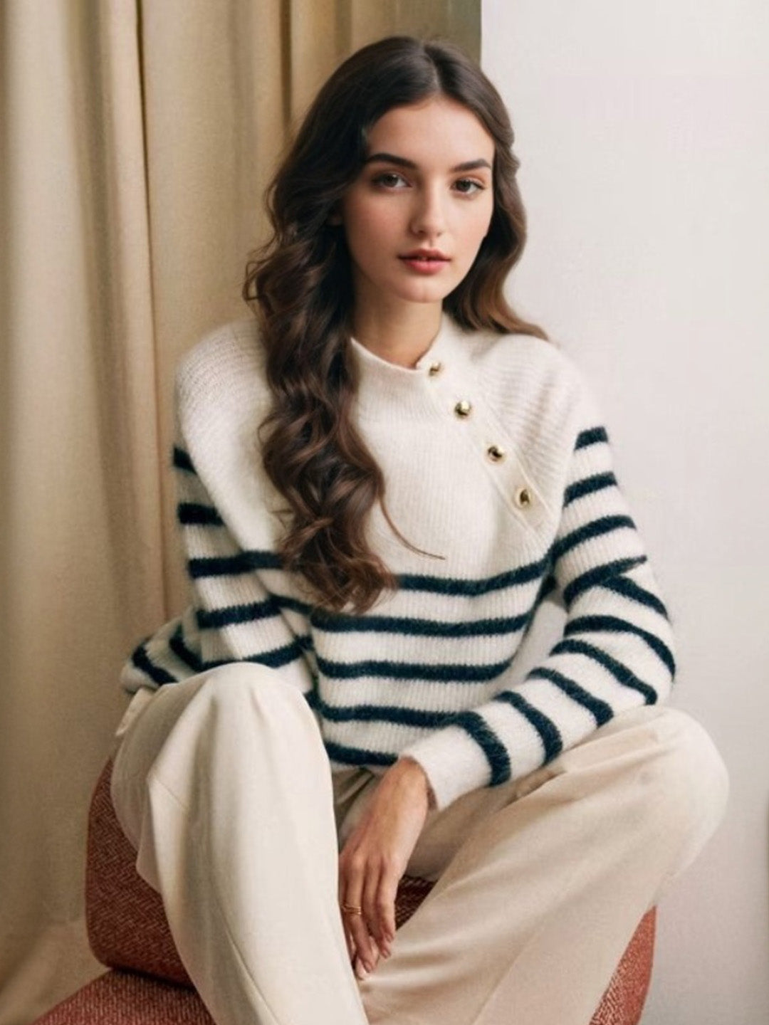 Aya Slanted Placket Sweater