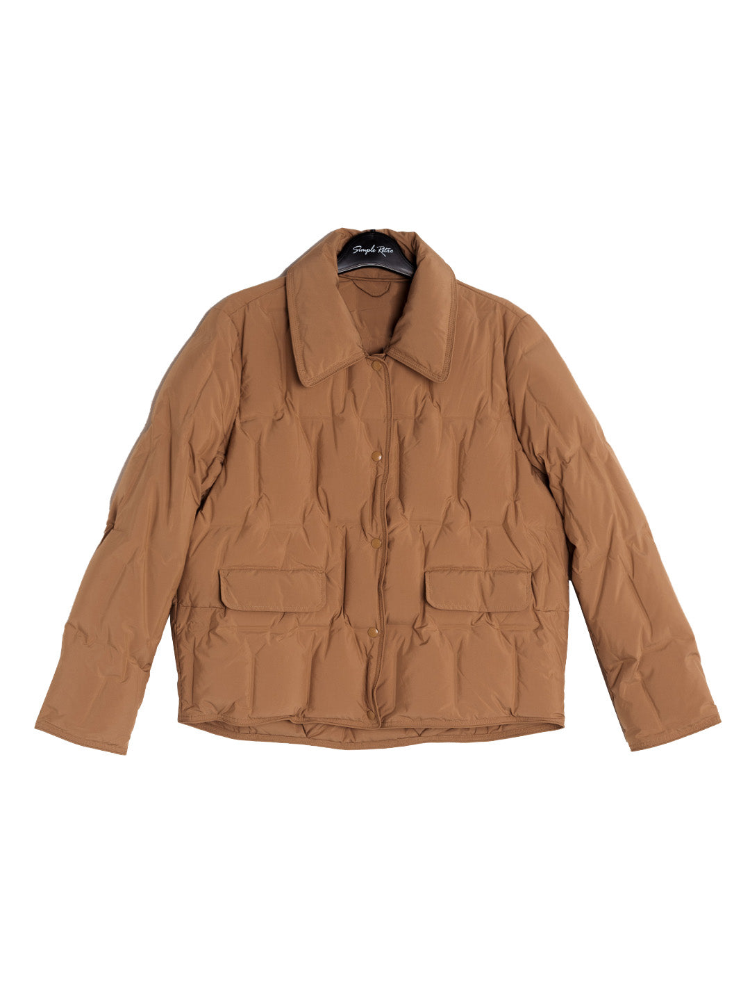 Bea Notched Collar Pocket Down Jacket - Khaki
